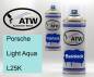 Preview: Porsche, Light Aqua, L25K: 400ml Sprühdose + 400ml Klarlack - Set, von ATW Autoteile West.